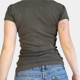 Women's Casual Top Gray Ribbed Stretch Fabric