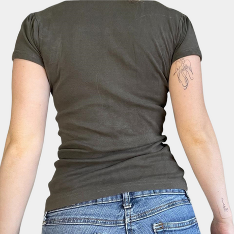 Women's Casual Top Gray Ribbed Stretch Fabric