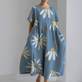 Women's Yellow Cotton Casual Dress
