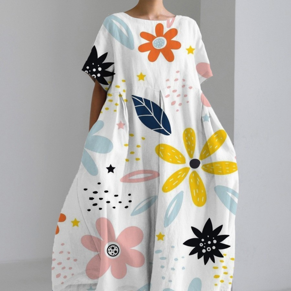 Women's Yellow Cotton Casual Dress