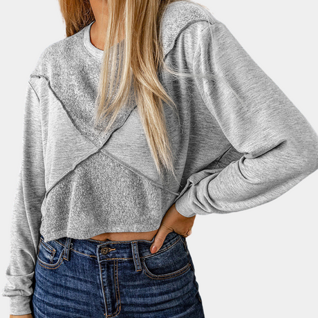 Women's Summer Top Gray Cotton Patchwork Design
