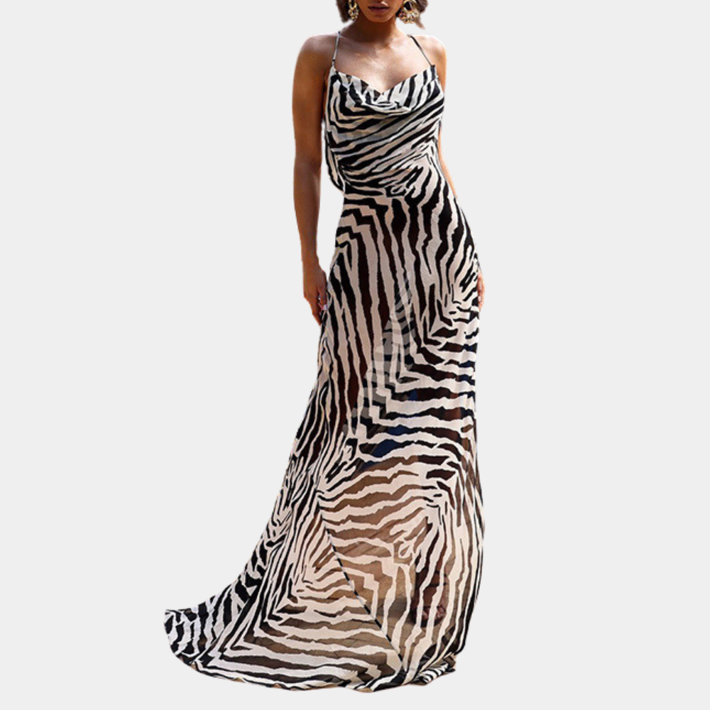 Women's Black Polyester Maxi Dress