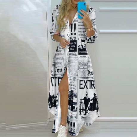 Artistic Newspaper Print Luxury Dress - Unique Womens Dress for Statement Style