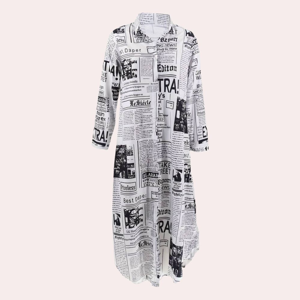 Artistic Newspaper Print Luxury Dress - Unique Womens Dress for Statement Style