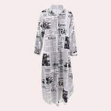Artistic Newspaper Print Luxury Dress - Unique Womens Dress for Statement Style