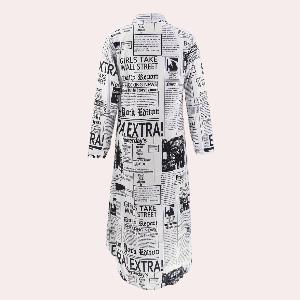 Artistic Newspaper Print Luxury Dress - Unique Womens Dress for Statement Style