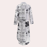 Artistic Newspaper Print Luxury Dress - Unique Womens Dress for Statement Style