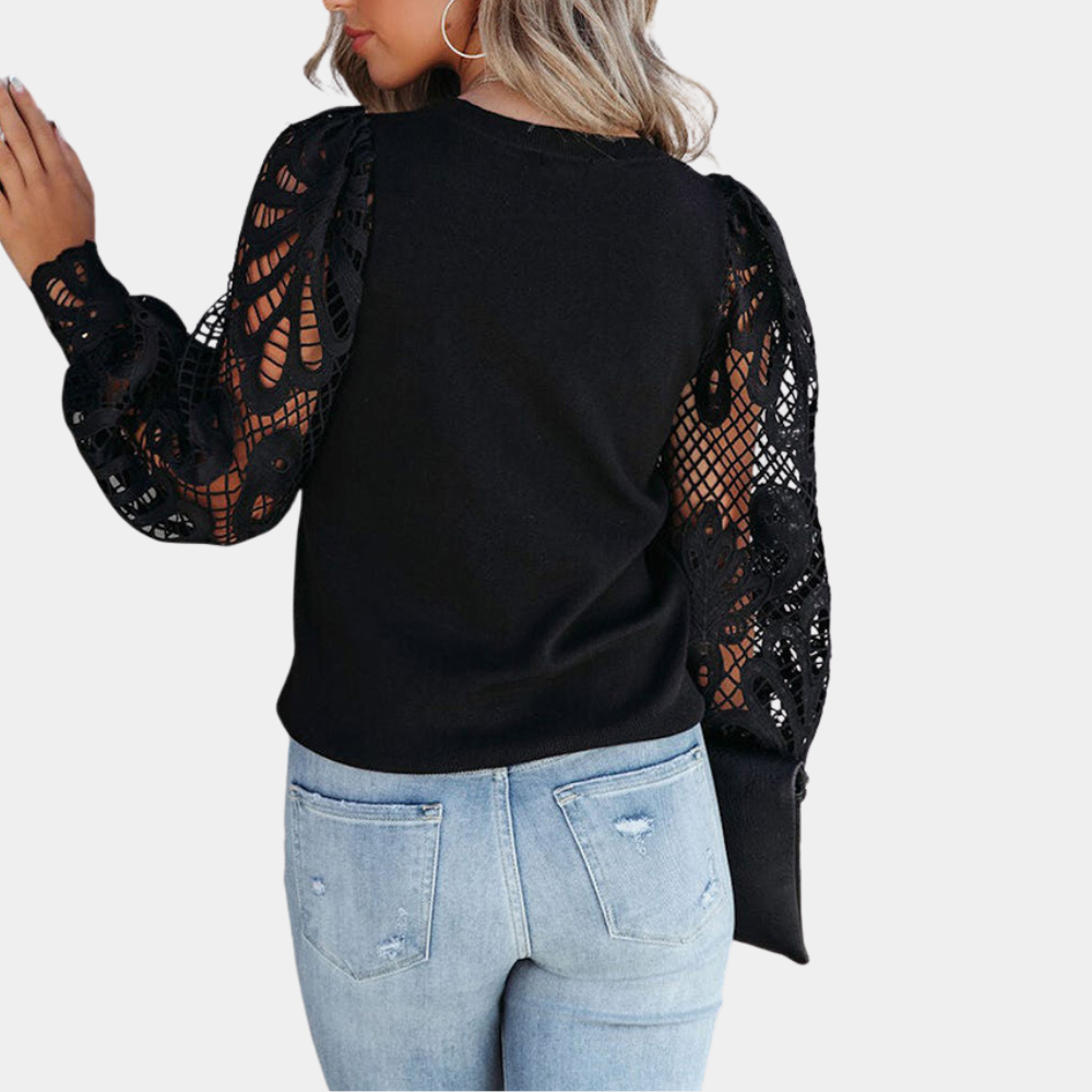 Women's Summer Black Polyester Shirt