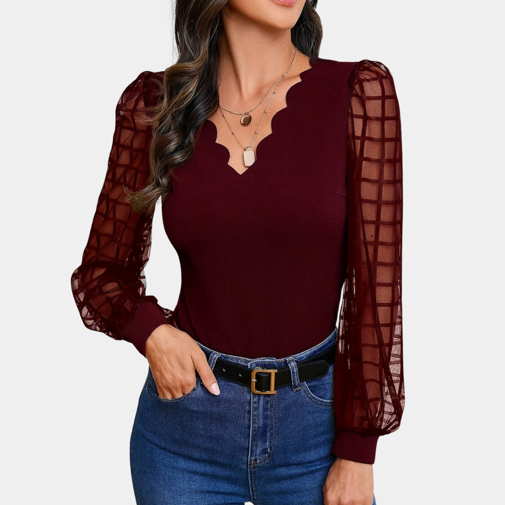 Women's High-Quality Fabric V-Neck Top