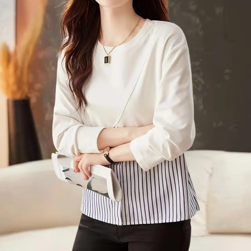 Women's White Blouse Polyester Long Sleeve