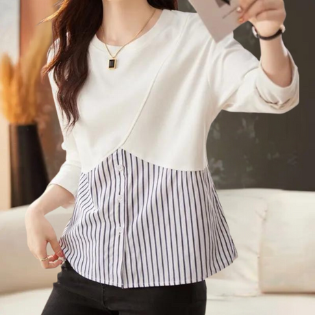 Women's White Blouse Polyester Long Sleeve
