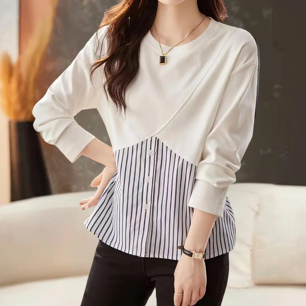 Women's White Blouse Polyester Long Sleeve