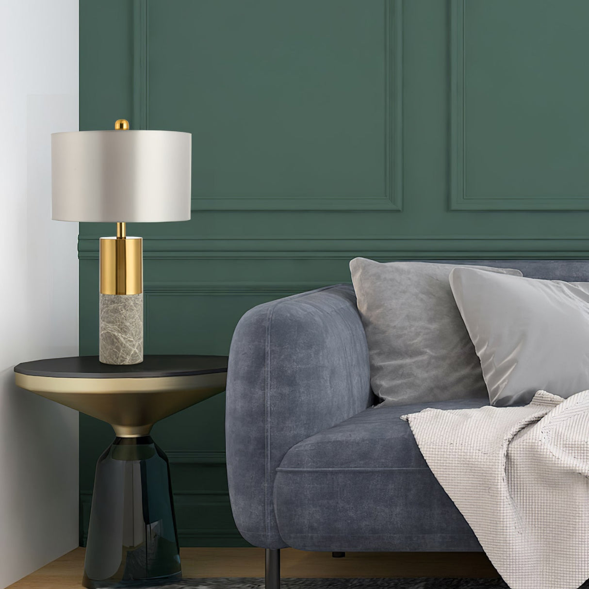 StoneRadiance - Elegant Table Lamp with Marble Base and Modern Lines