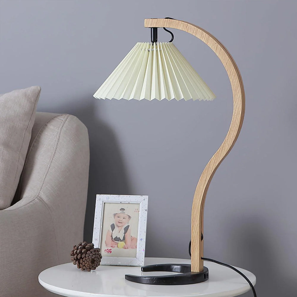 WoodFlow - Table Lamp with Natural Curves and Wooden Design
