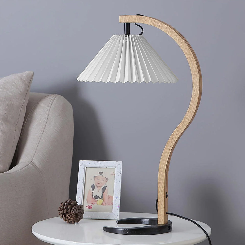 WoodFlow - Table Lamp with Natural Curves and Wooden Design