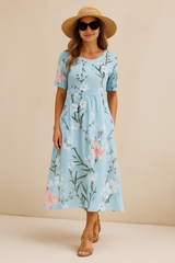 Women's Floral Midi Dress, Airy Fabric for Casual & Formal Events