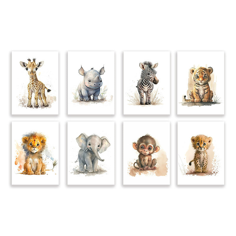 WildWhimsy – Set of 8 Cute Animal Posters for Lively Spaces