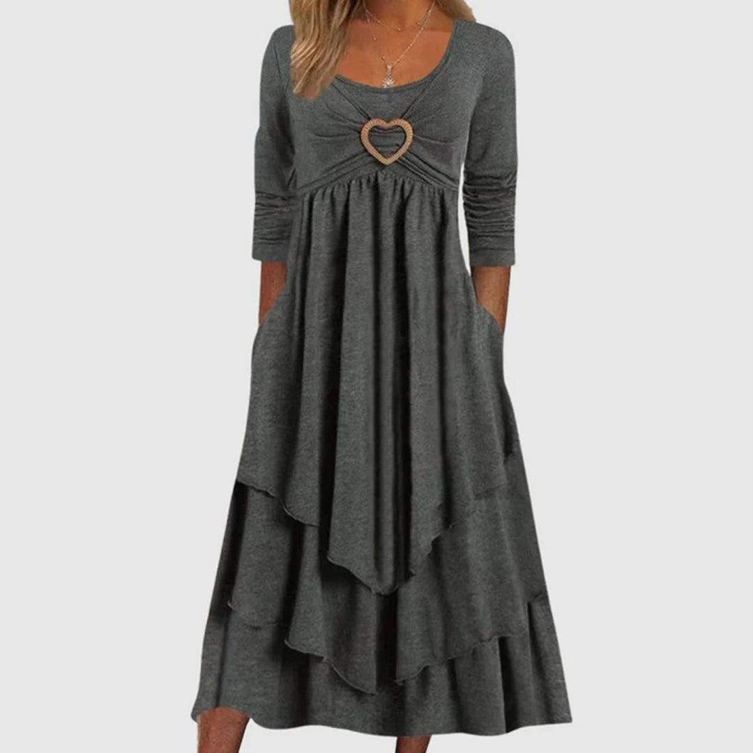 Women's Maxi Dress - Elegant A-Line Long Dress with Pockets