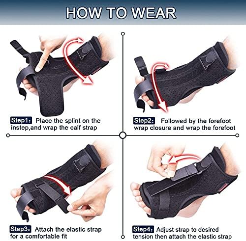 Adjustable Dorsal Night Splint with Plantar Drop Orthotic Brace for Heel Pain Relief