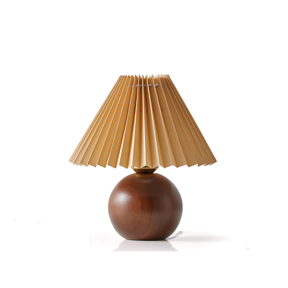 SiennaGlow - Tafel Lamp met Houten en Stoffen Ontwerp