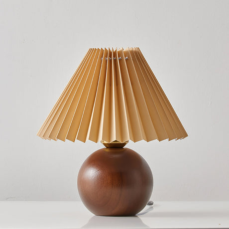 SiennaGlow - Tafel Lamp met Houten en Stoffen Ontwerp