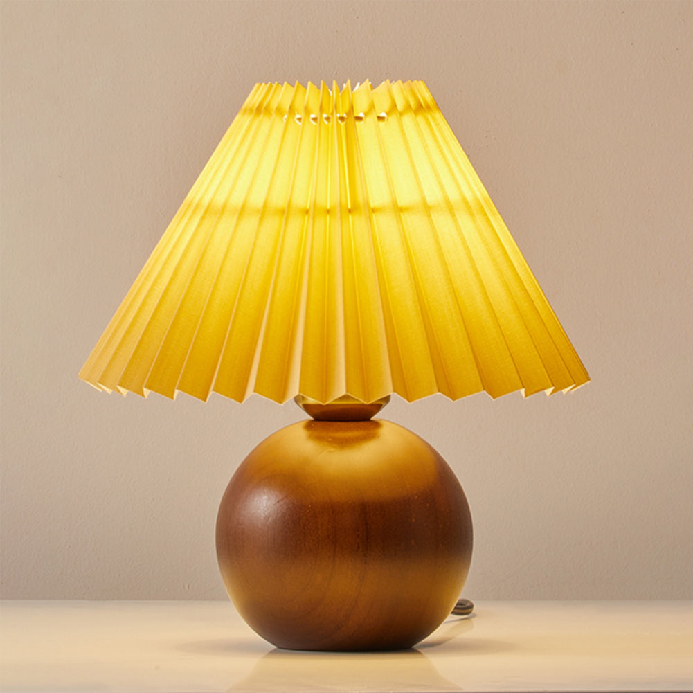 SiennaGlow - Tafel Lamp met Houten en Stoffen Ontwerp