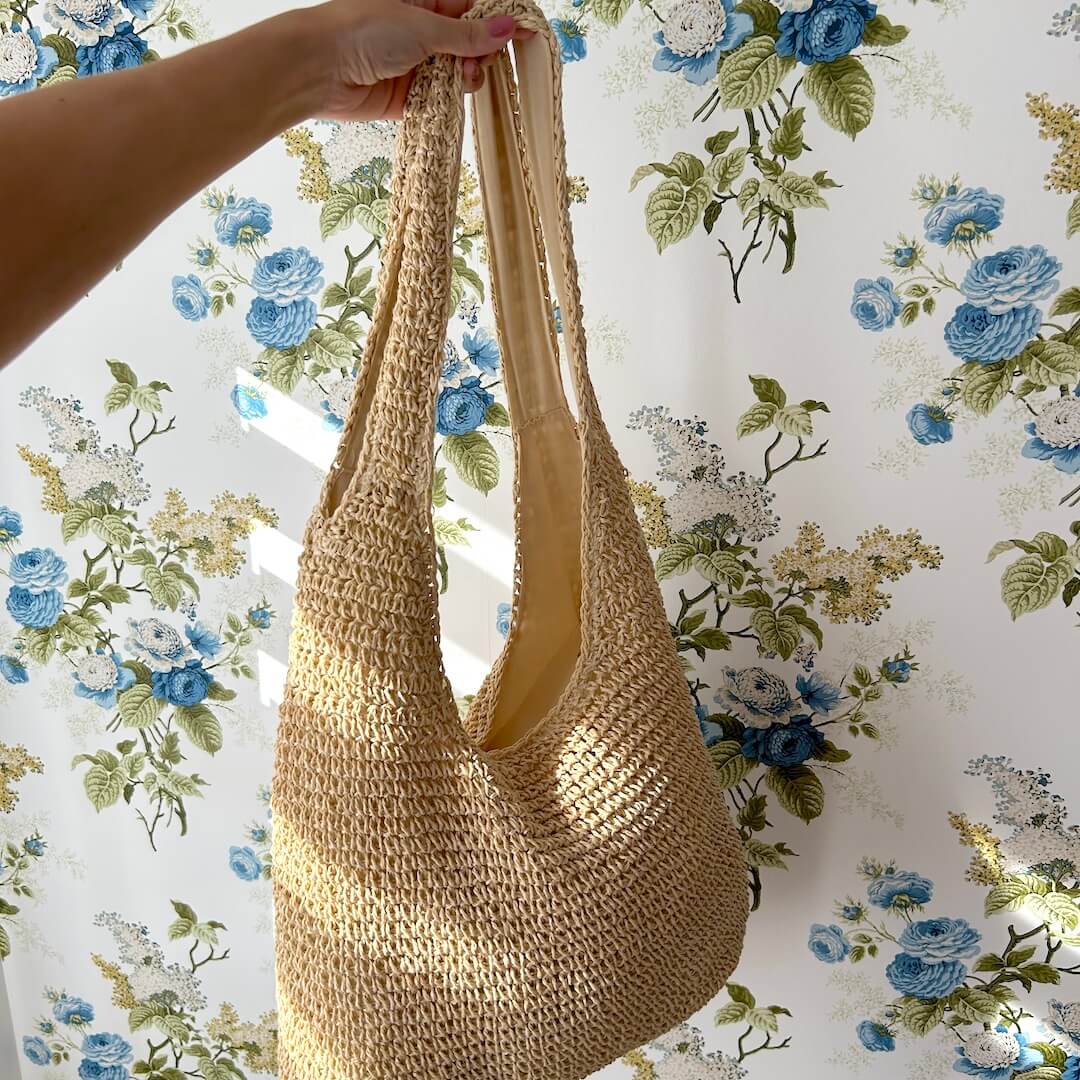 Women's Straw Tote Bag Beige One Size Bohemian Beach Bag