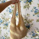 Women's Straw Tote Bag Beige One Size Bohemian Beach Bag