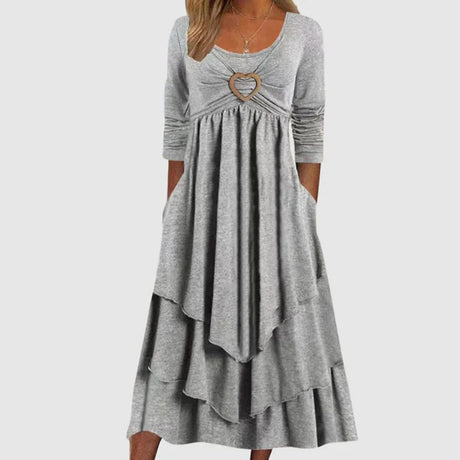 Women's Maxi Dress - Elegant A-Line Long Dress with Pockets