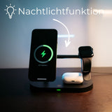 3-in-1 Wireless Charger for Smartphone, Smartwatch, and Earbuds – Fast Charging Station with Modern Design