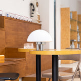 SilverAura – White Table Lamp with Chrome Base