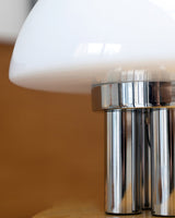 SilverAura – White Table Lamp with Chrome Base