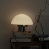 SilverAura – White Table Lamp with Chrome Base