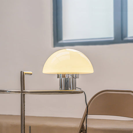 SilverAura – White Table Lamp with Chrome Base