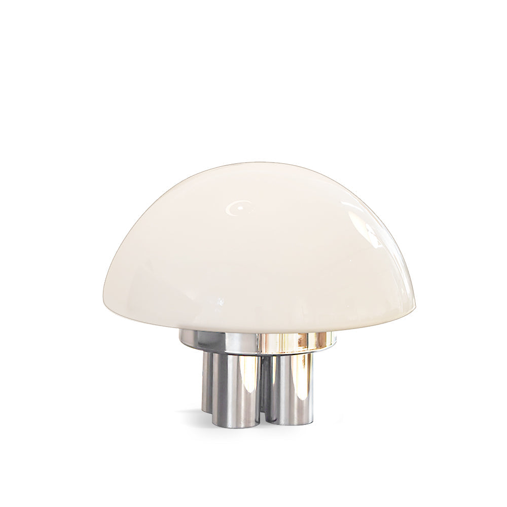 SilverAura – White Table Lamp with Chrome Base