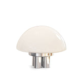 SilverAura – White Table Lamp with Chrome Base