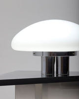 SilverAura – White Table Lamp with Chrome Base