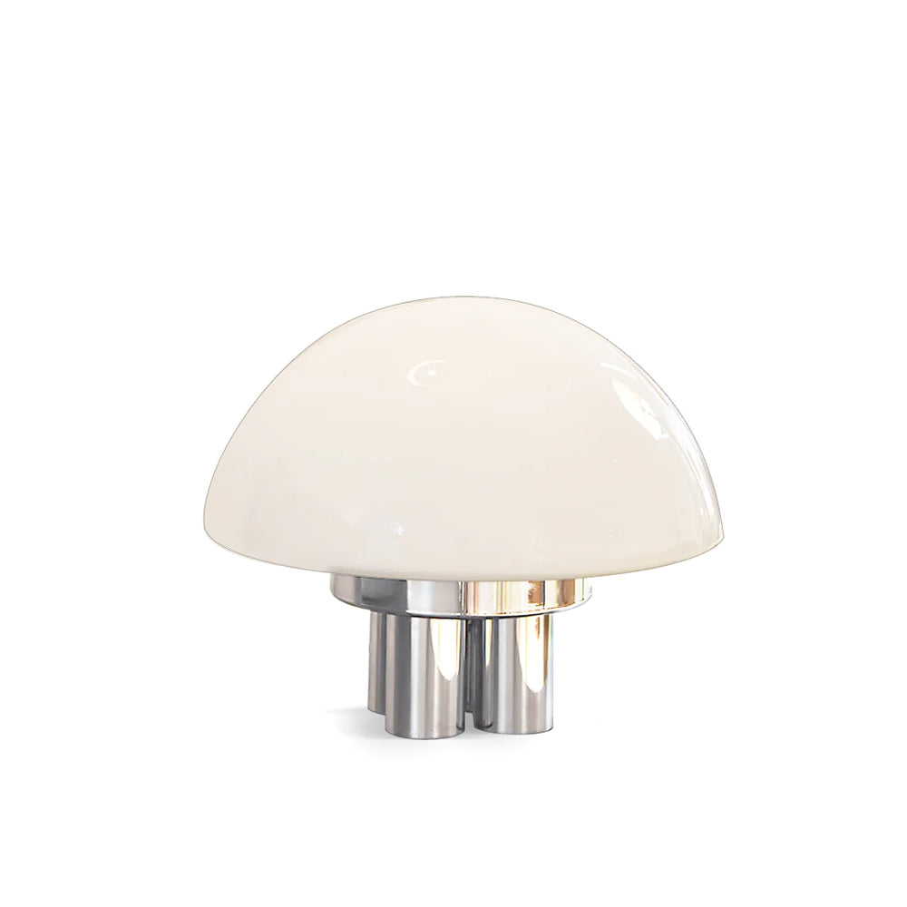 SilverAura – White Table Lamp with Chrome Base