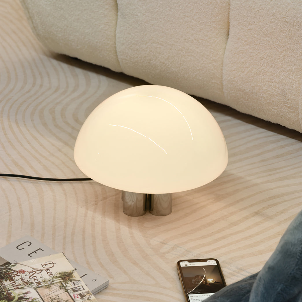 SilverAura – White Table Lamp with Chrome Base