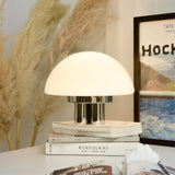 SilverAura – White Table Lamp with Chrome Base