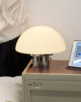 SilverAura – White Table Lamp with Chrome Base