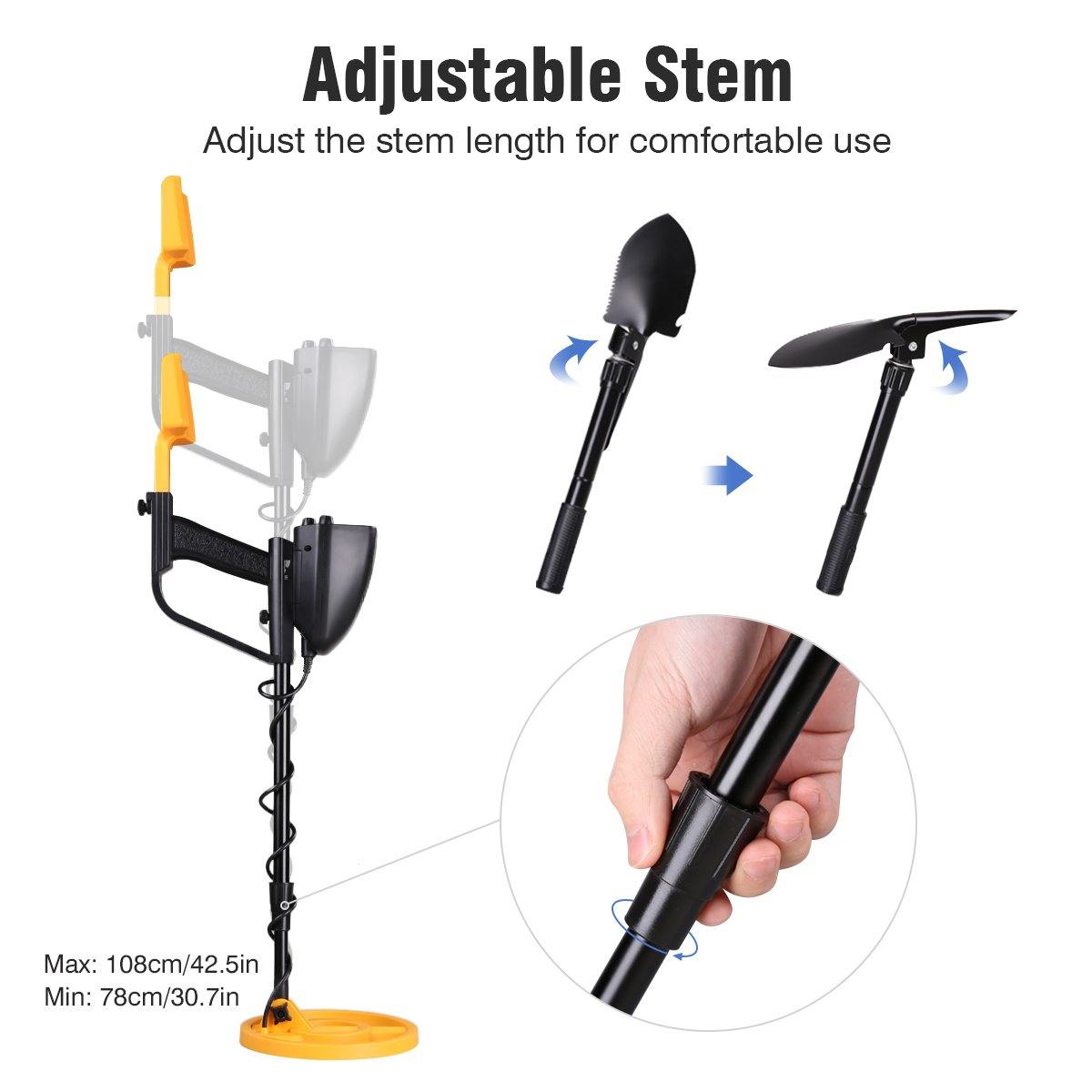 Gold Metal Detector Mega Detector Set with Headphones and Shovel