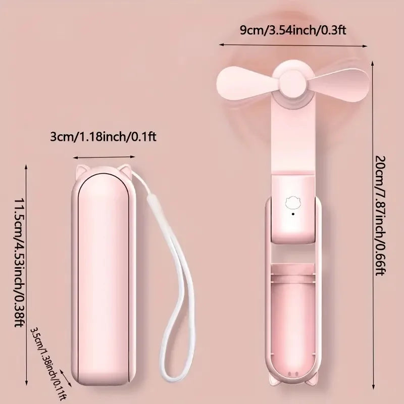 Mini hand fan Breezella | USB rechargeable | 3 speeds | Foldable & Powerbank function | 2000mAh battery