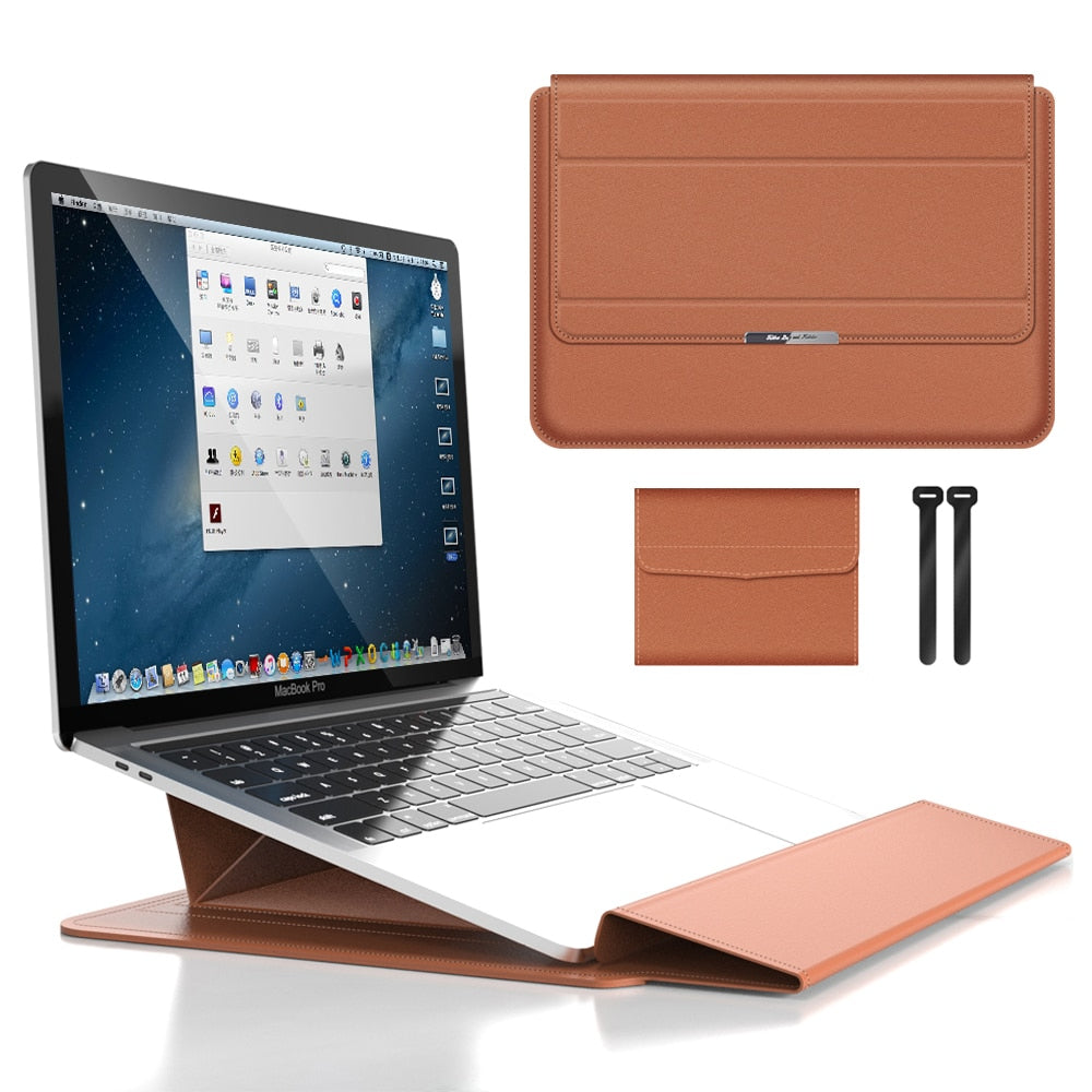 3-in-1 Waterproof Laptop Sleeve with Shock-Resistant Design and Accessory Storage - Elegant MacBook Case for Travel and Office