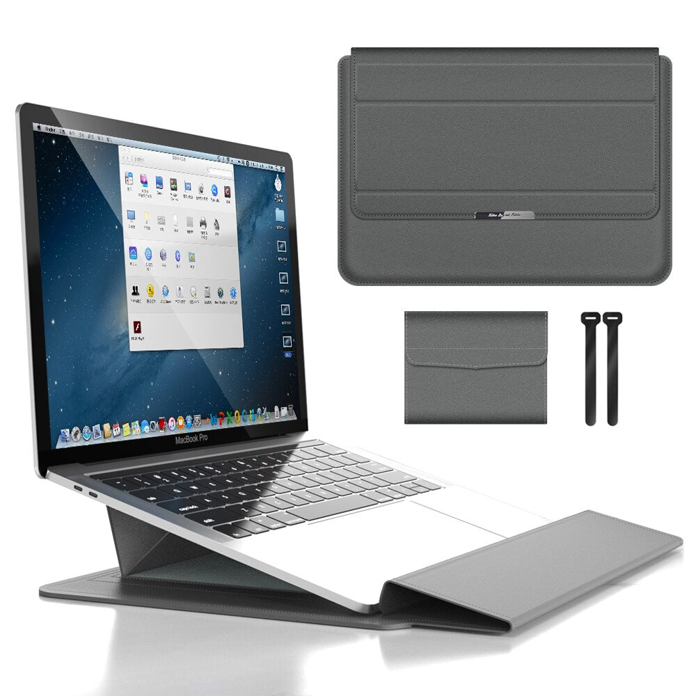 3-in-1 Waterproof Laptop Sleeve with Shock-Resistant Design and Accessory Storage - Elegant MacBook Case for Travel and Office