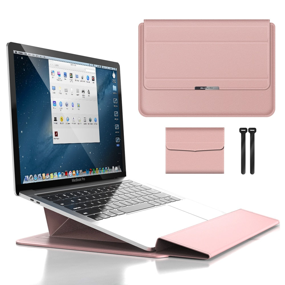 3-in-1 Waterproof Laptop Sleeve with Shock-Resistant Design and Accessory Storage - Elegant MacBook Case for Travel and Office