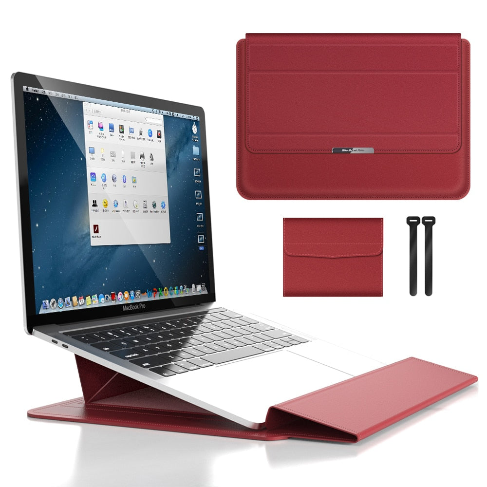 3-in-1 Waterproof Laptop Sleeve with Shock-Resistant Design and Accessory Storage - Elegant MacBook Case for Travel and Office