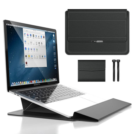 3-in-1 Waterproof Laptop Sleeve with Shock-Resistant Design and Accessory Storage - Elegant MacBook Case for Travel and Office