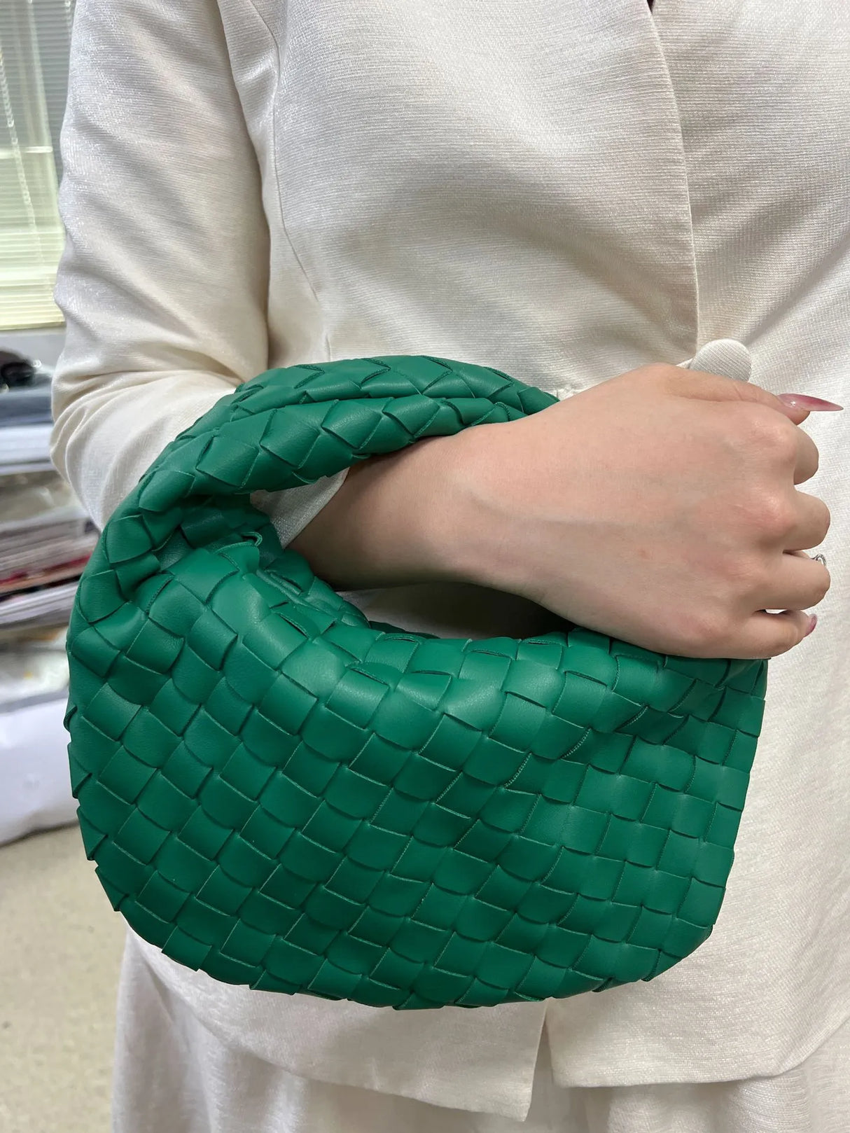 Women's Handbag Braided Design One Size Polyurethane