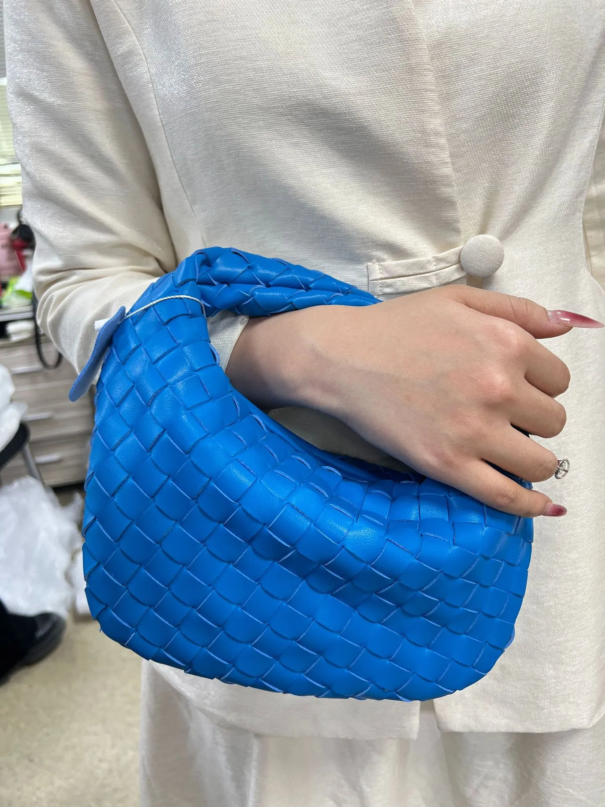Women's Handbag Braided Design One Size Polyurethane